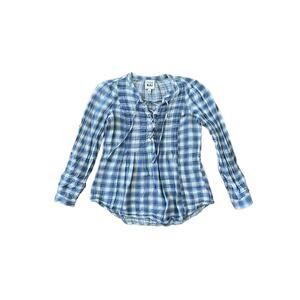 Code Bleu Gauze Plaid Peasant Shirt Size Small Cottagecore Western Prairie